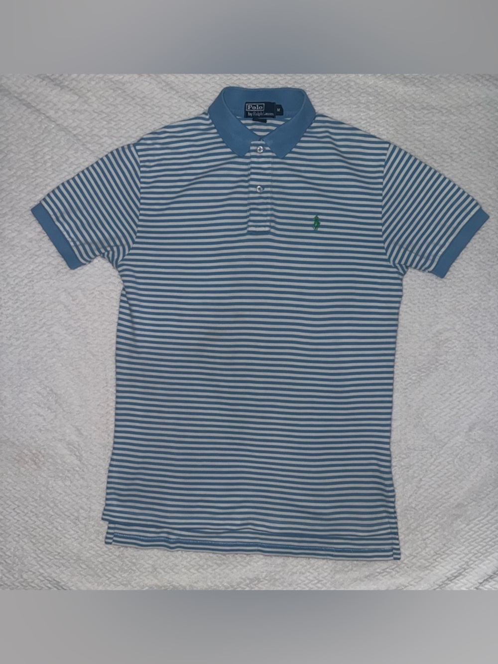 Polo by Ralph Lauren Men’s Light Blue & White Striped Cotton Polo